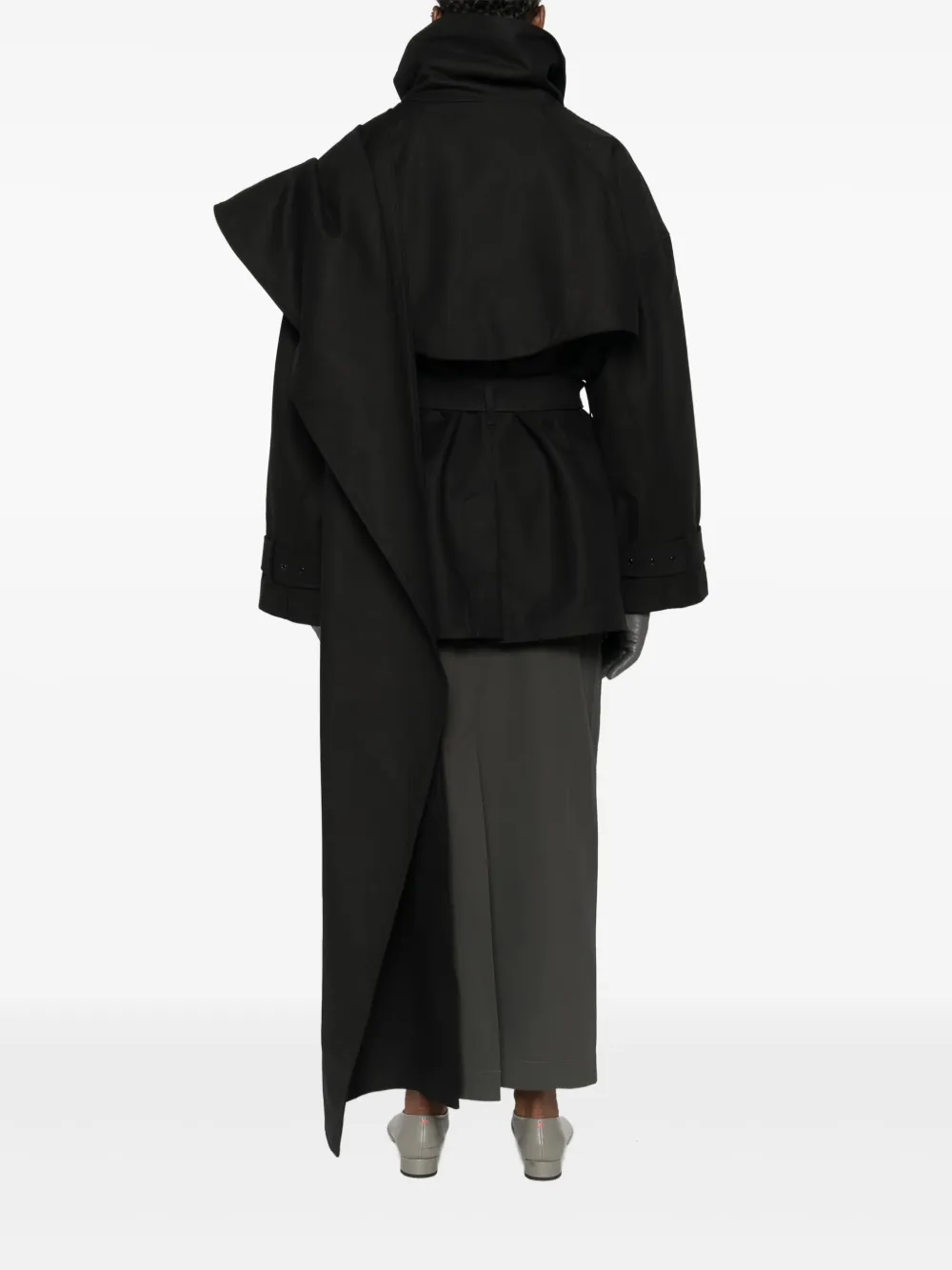 Entire Studios Belted Cape Coat In Black