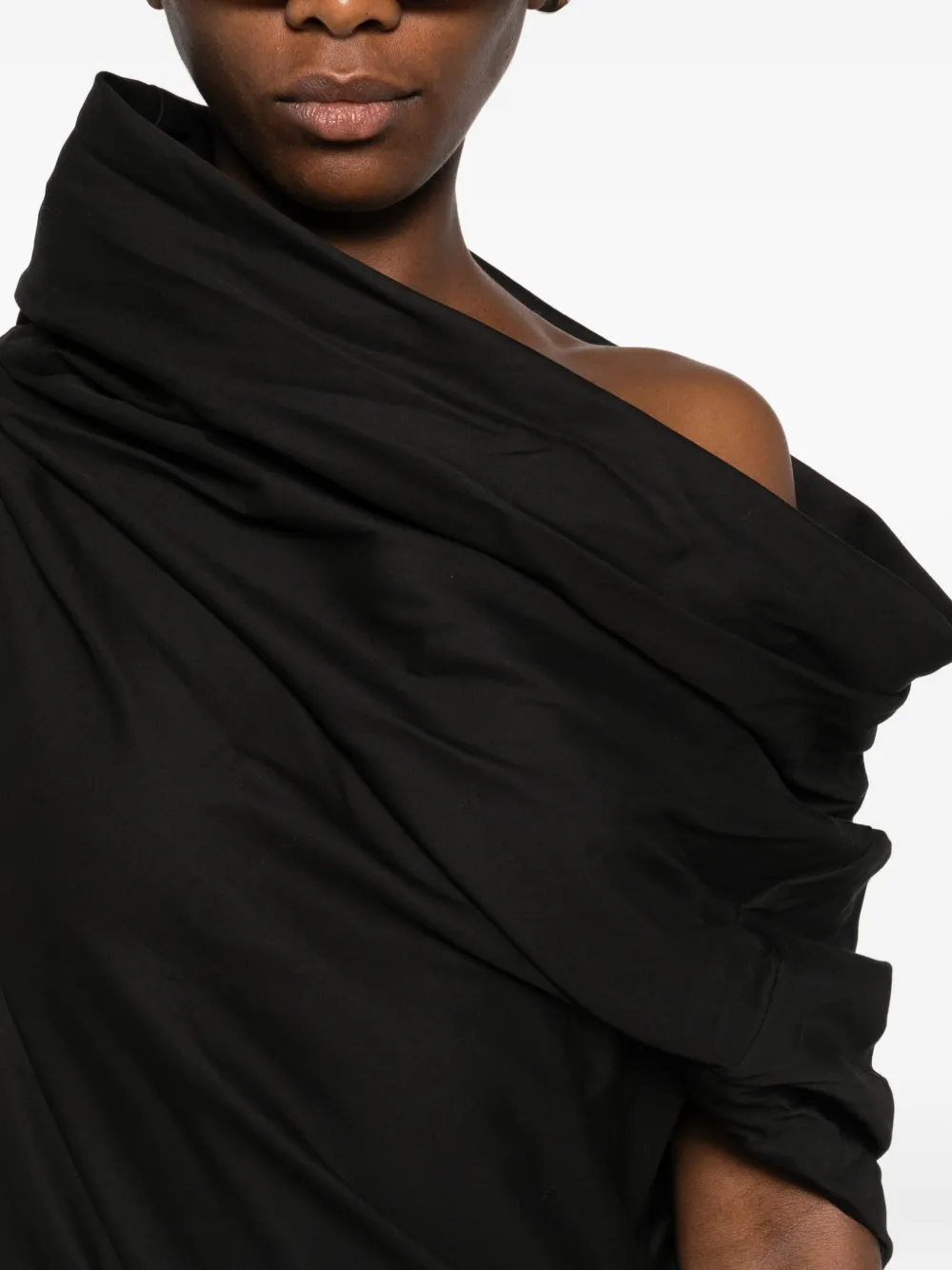 Entire Studios Moulded Draped Cowl-neck Midi Dress In Black