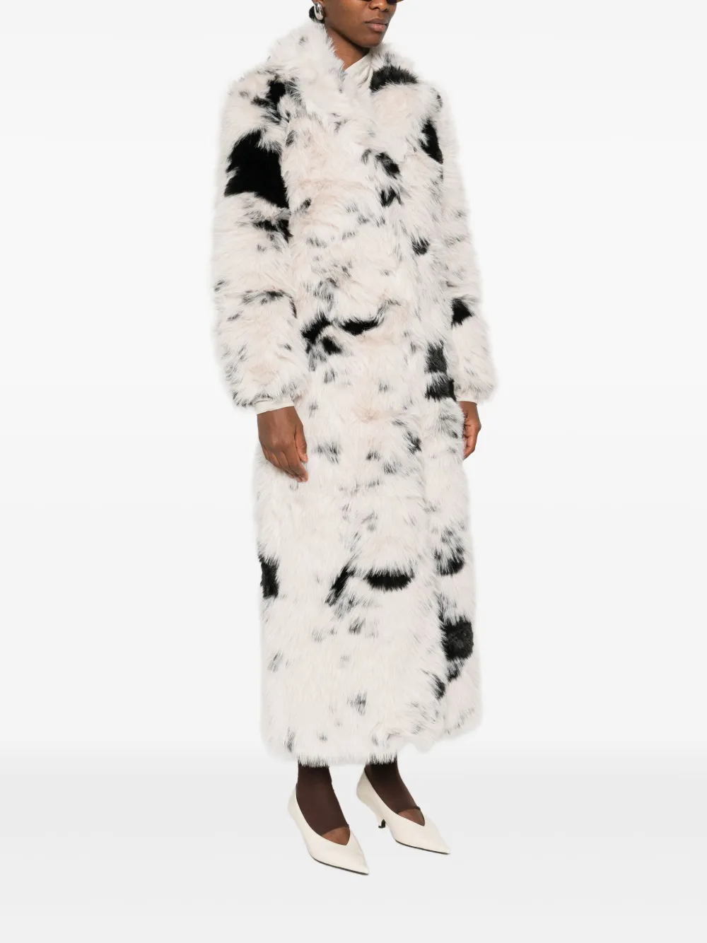 Entire Studios Womens Ashflake Coco Notch-lapels Faux-fur Coat In Neutral