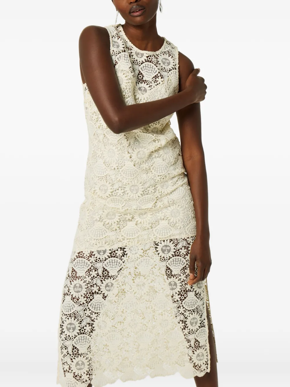 Fabienne Chapot Midi-jurk met kant - Beige