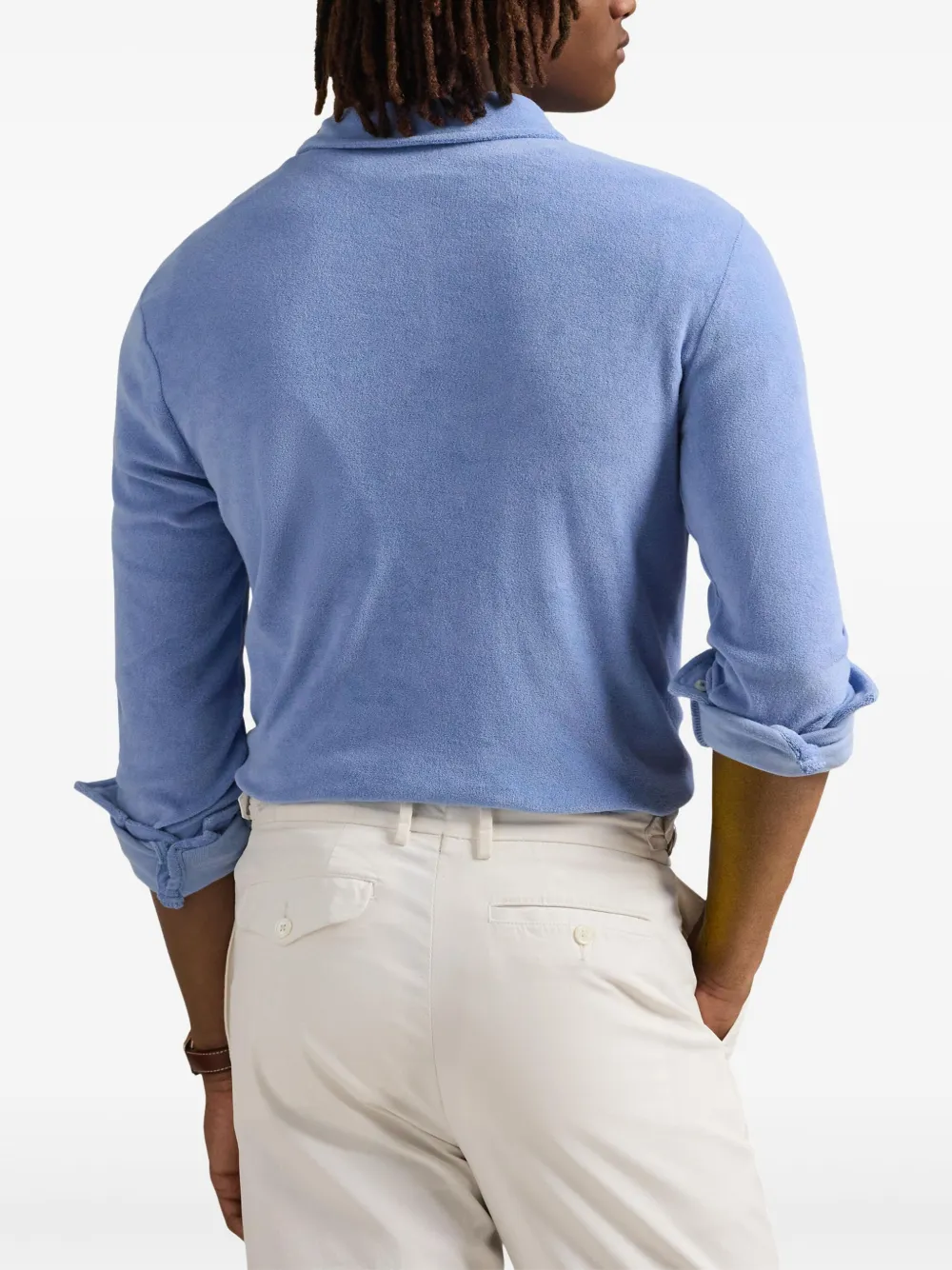 Polo Ralph Lauren Badstof poloshirt met franje Blauw
