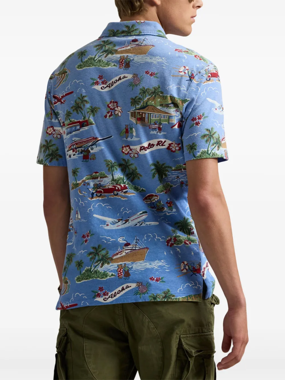 Polo Ralph Lauren Poloshirt met teddybeerprint Blauw