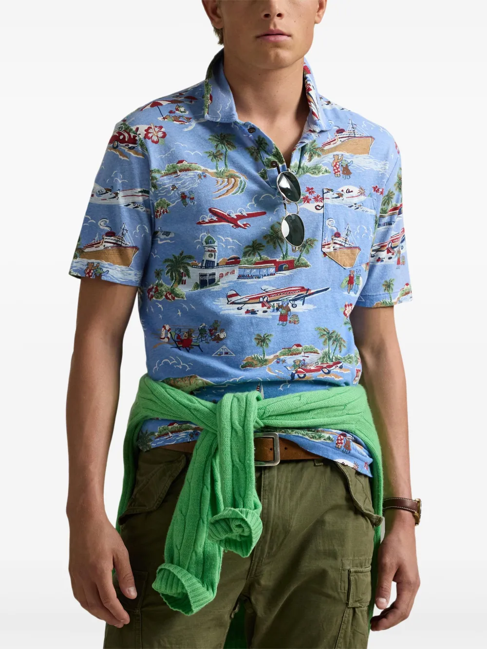 Polo Ralph Lauren Poloshirt met teddybeerprint Blauw