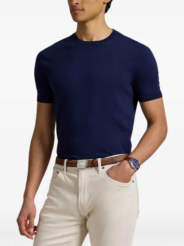 Tシャツ・カットソー RALPH LAUREN Logo-detail Short-sleeved T-shirt Navy Polo Ralph Lauren logo-embroidered Cotton T-shirt | Blue