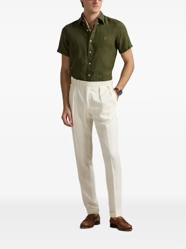 Polo Ralph Lauren Custom Fit Linen Shirt | Green | FARFETCH
