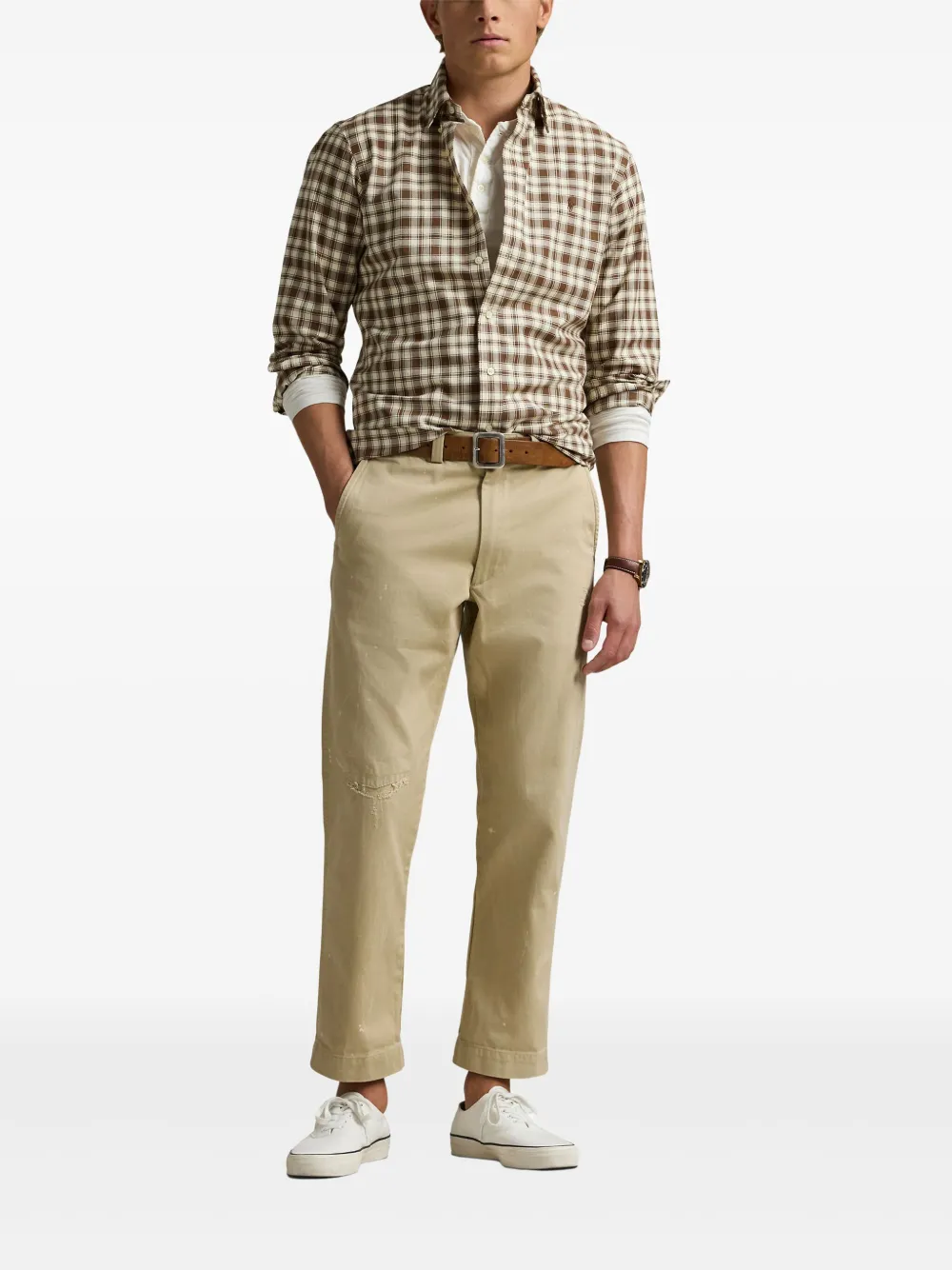 Polo Ralph Lauren Geruit Oxford overhemd Bruin