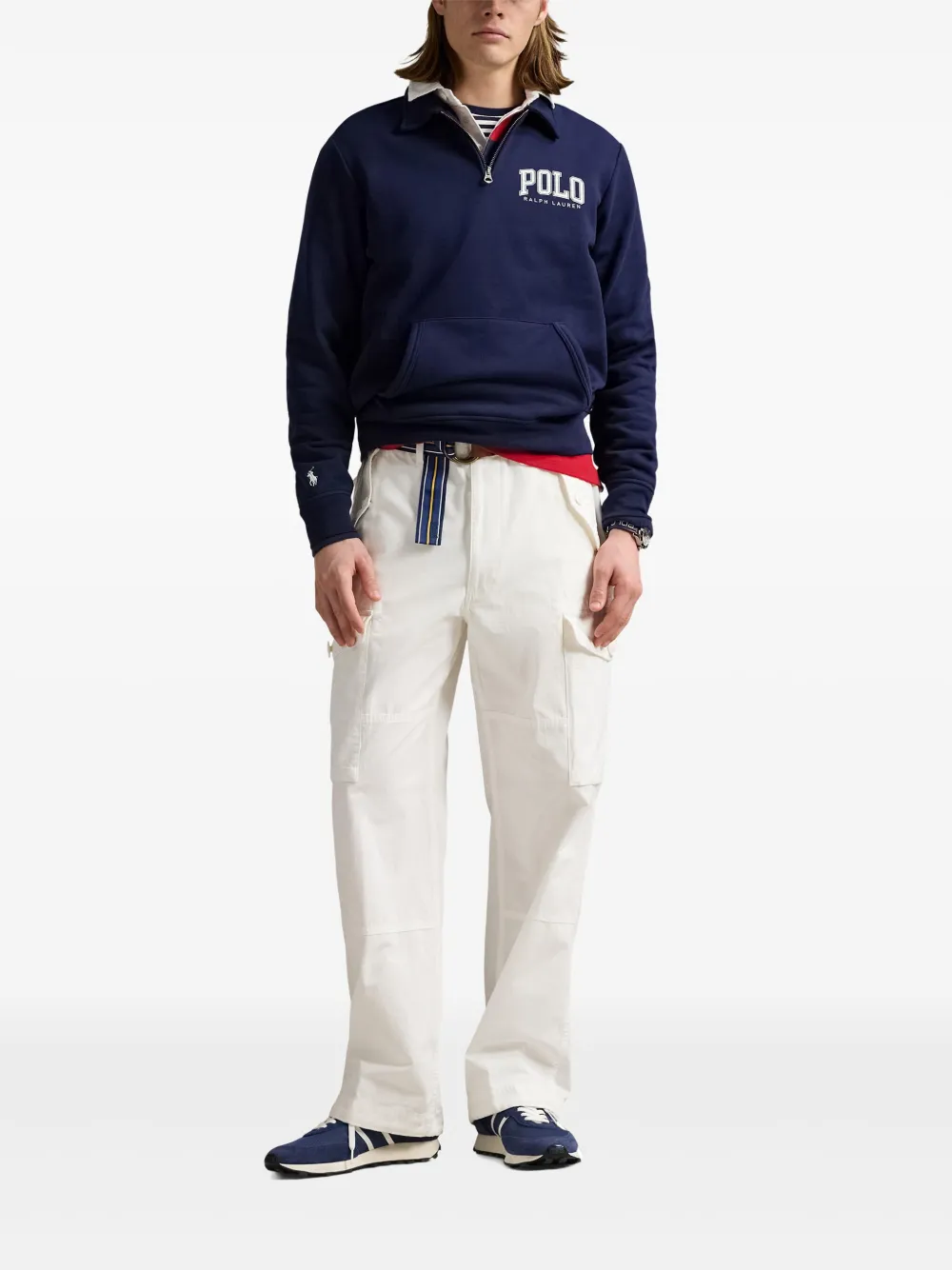 Polo Ralph Lauren Sweater met fleece kraag Blauw