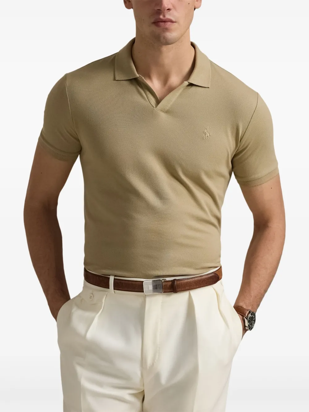 Polo Ralph Lauren Getailleerd mesh poloshirt Beige