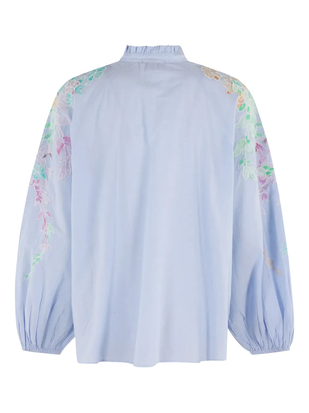 Essentiel Antwerp Top met geborduurde bloemen en ballonmouwen - Blauw