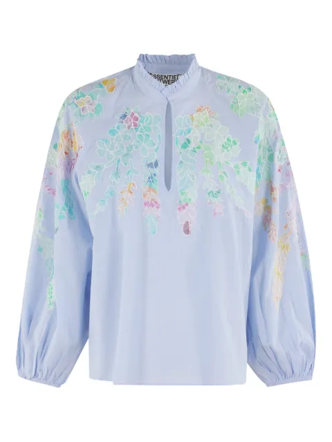 Essentiel Antwerp top con bordado floral y mangas farol