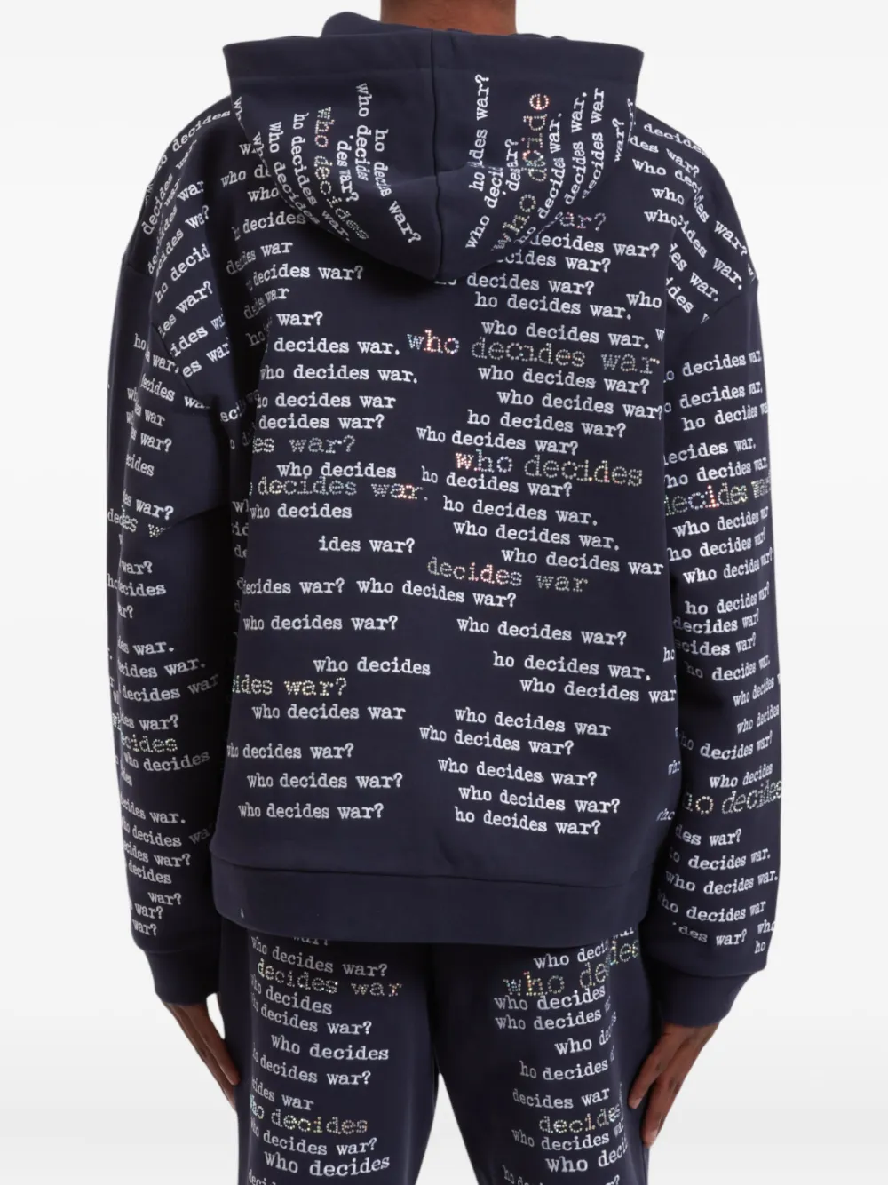 Who Decides War Hoodie met tekst en rits Blauw