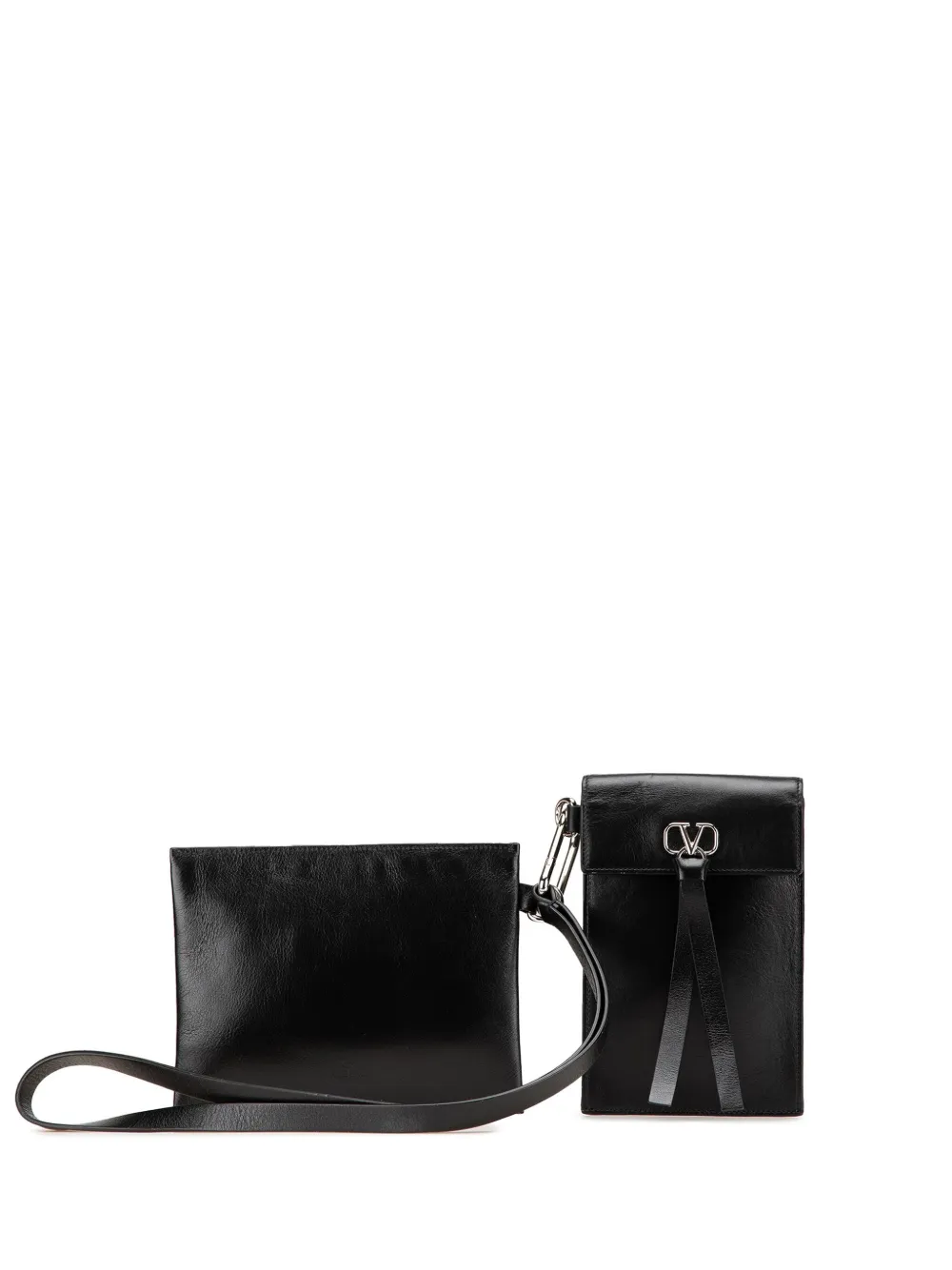 Valentino Garavani Pre-Owned 2018-2024 Leather VRing Neck Pouch Valentino Garavani Pre-Owned 2018-2024 Leather VRing Neck Pouch