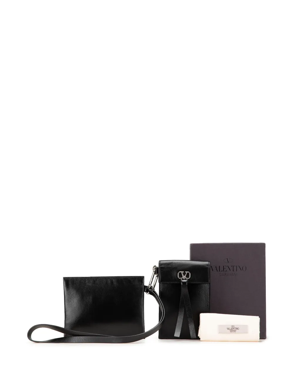 Valentino Garavani Pre-Owned 2018-2024 Leather VRing Neck Pouch crossbody bag | Image 6