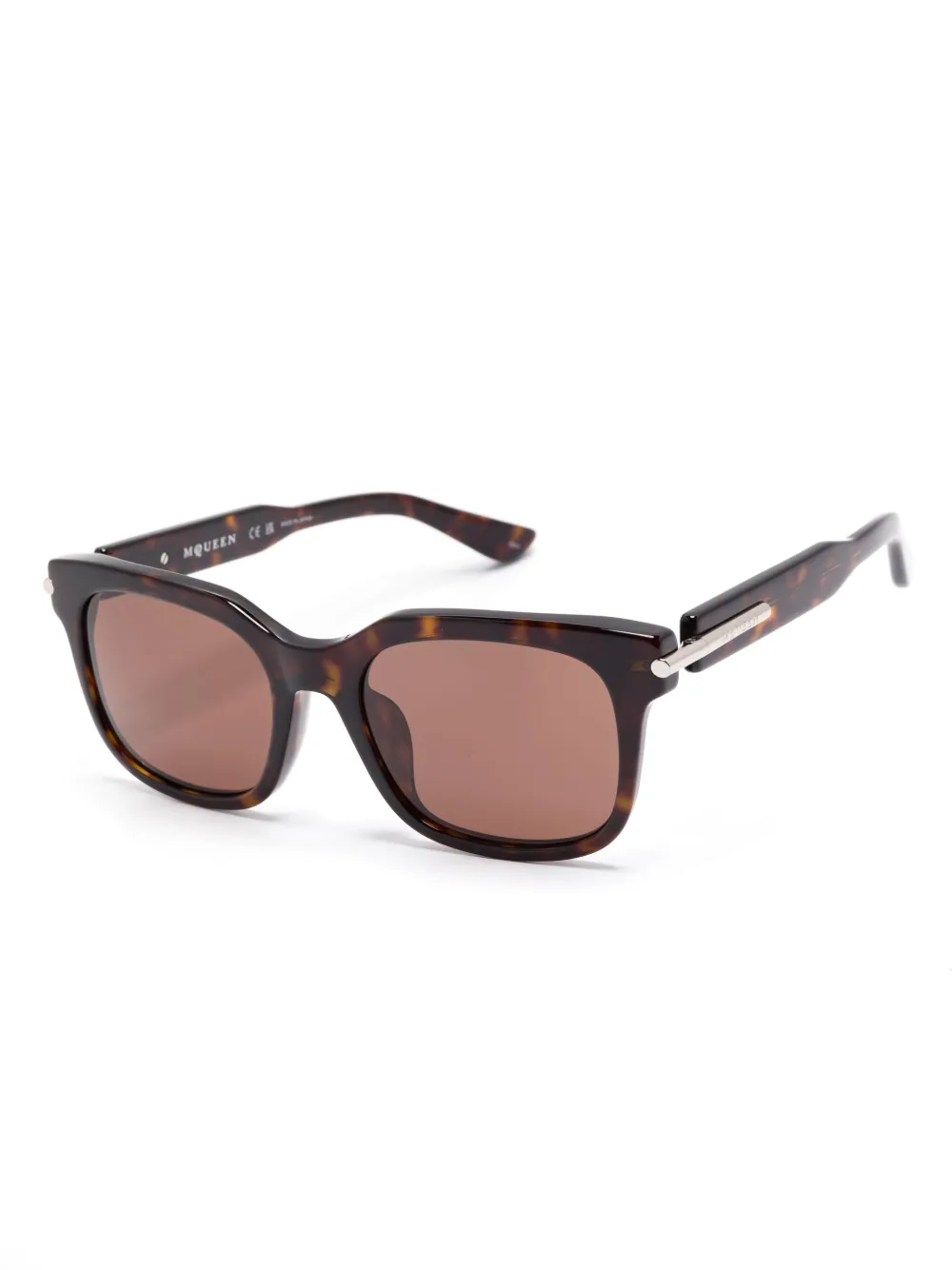 Alexander McQueen Eyewear Zonnebril met vierkant montuur - Bruin
