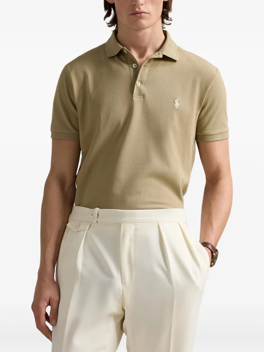 Polo Ralph Lauren Getailleerd mesh poloshirt Beige