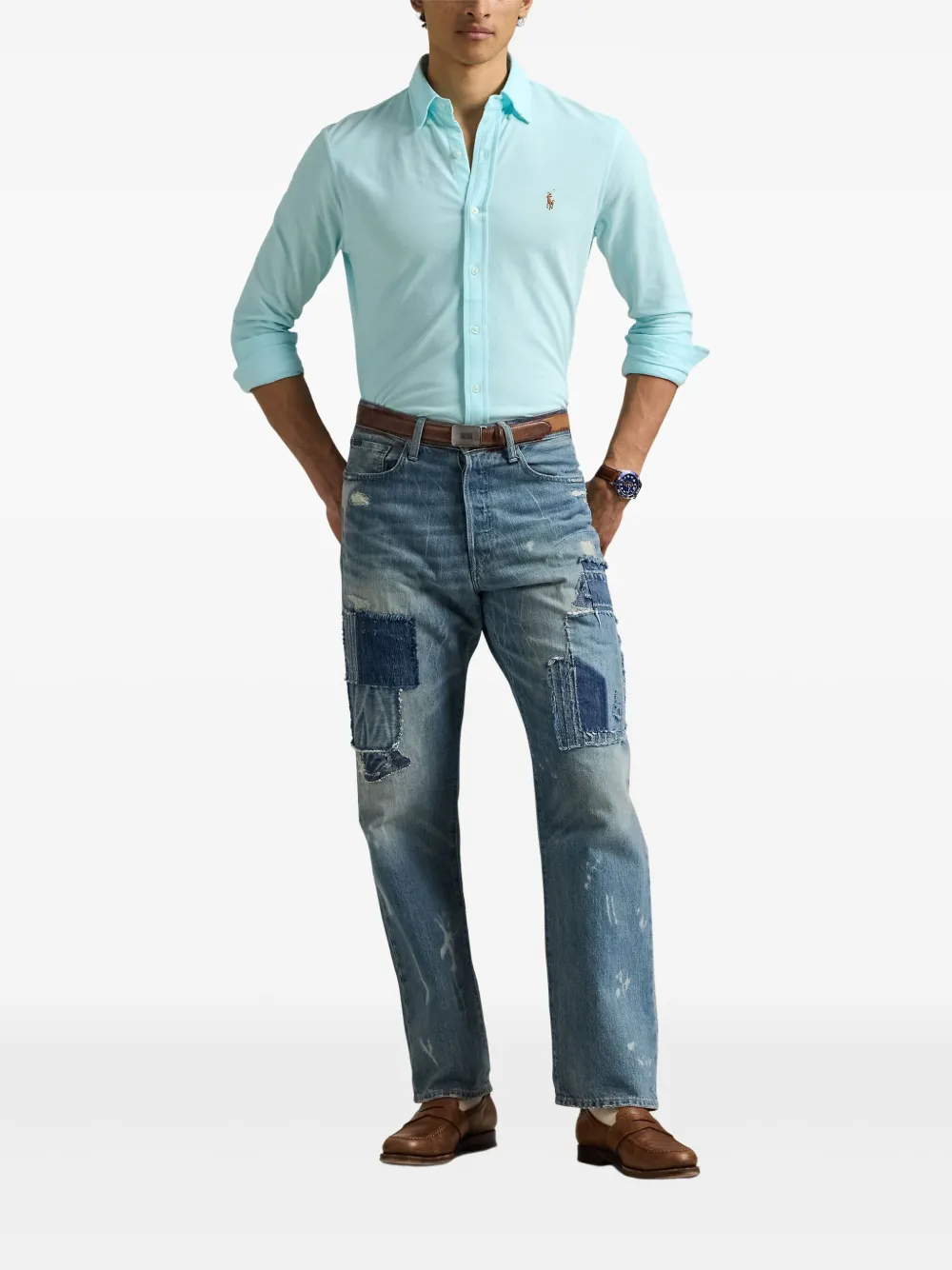 Polo Ralph Lauren Gebreide Oxford overhemd Blauw