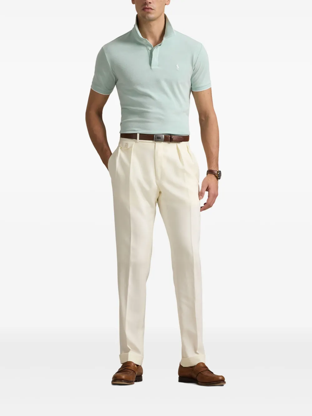Polo Ralph Lauren Oxford mesh poloshirt Blauw
