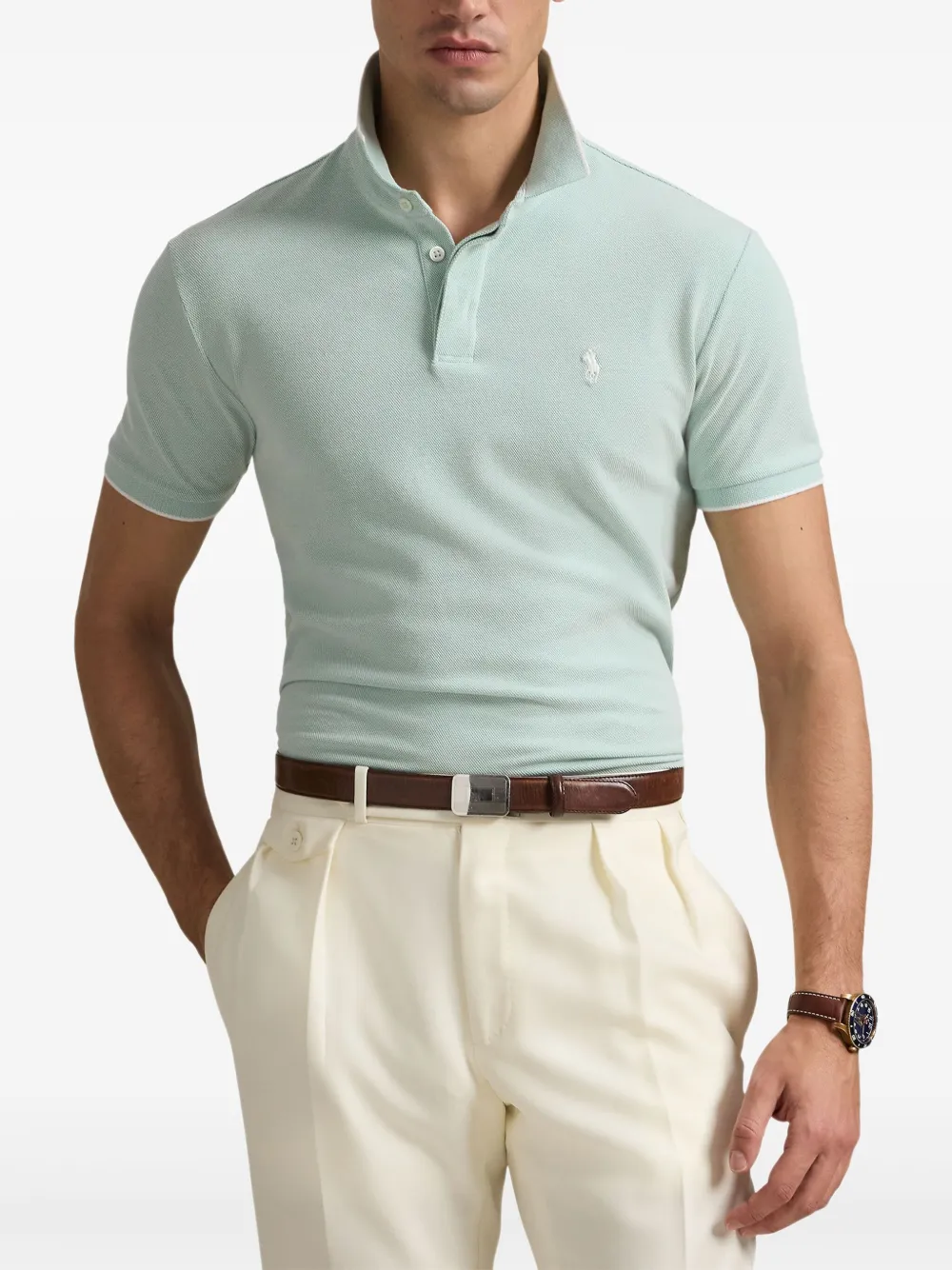 Polo Ralph Lauren Oxford mesh poloshirt Blauw