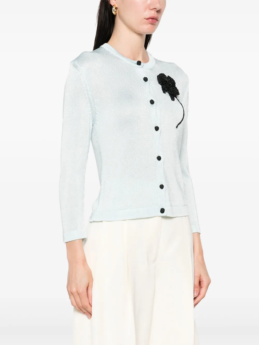 Jil Sander Gehaakt vest met bloem Blauw