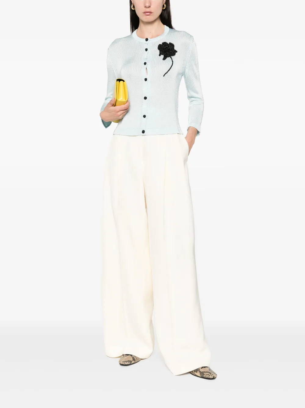 Jil Sander Gehaakt vest met bloem Blauw