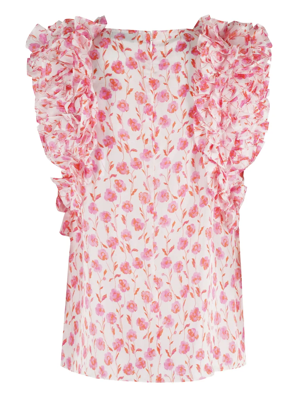 Essentiel Antwerp Honour ruffled floral-print top - Wit