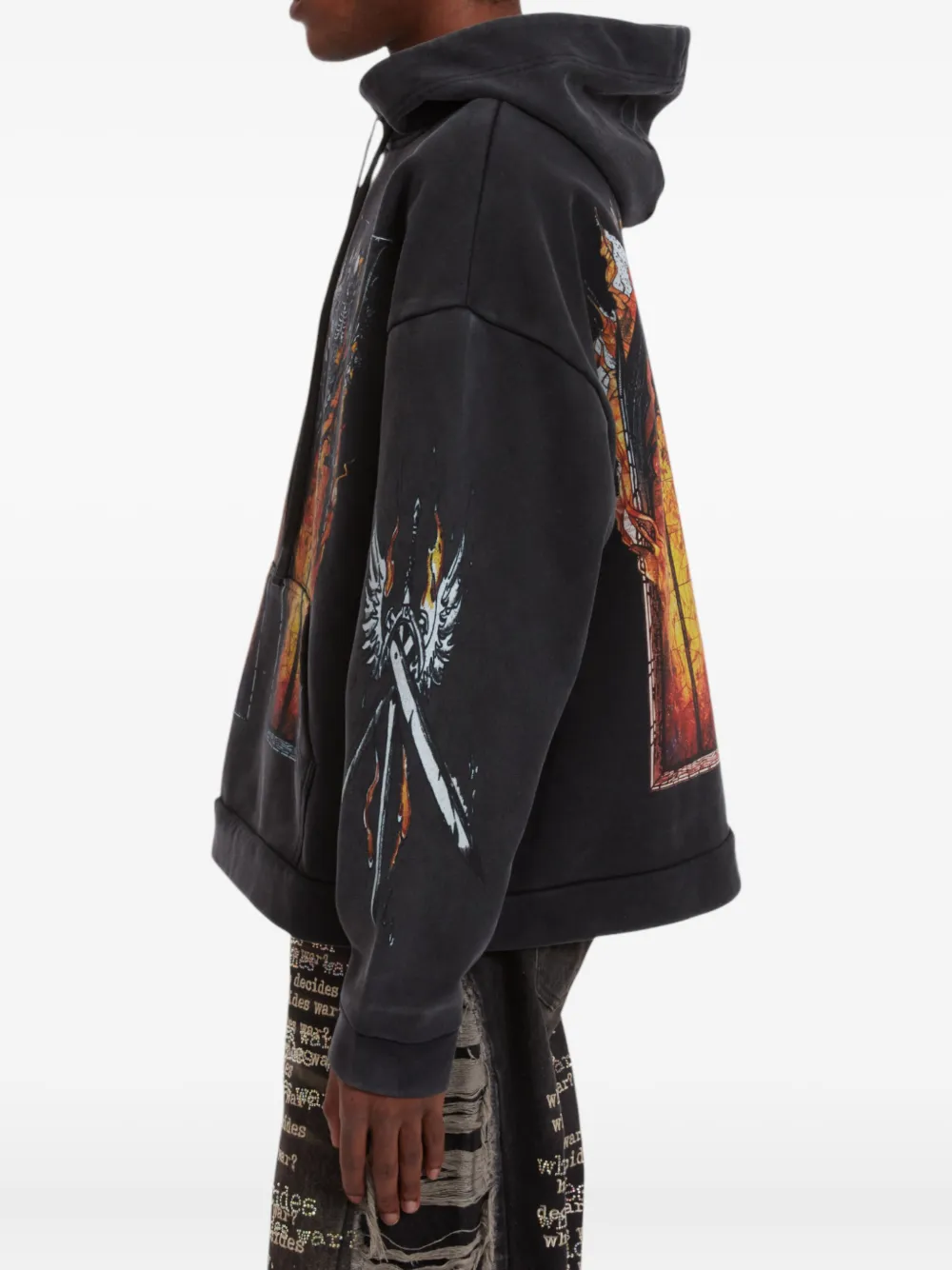 Who Decides War Hoodie met grafische print Zwart