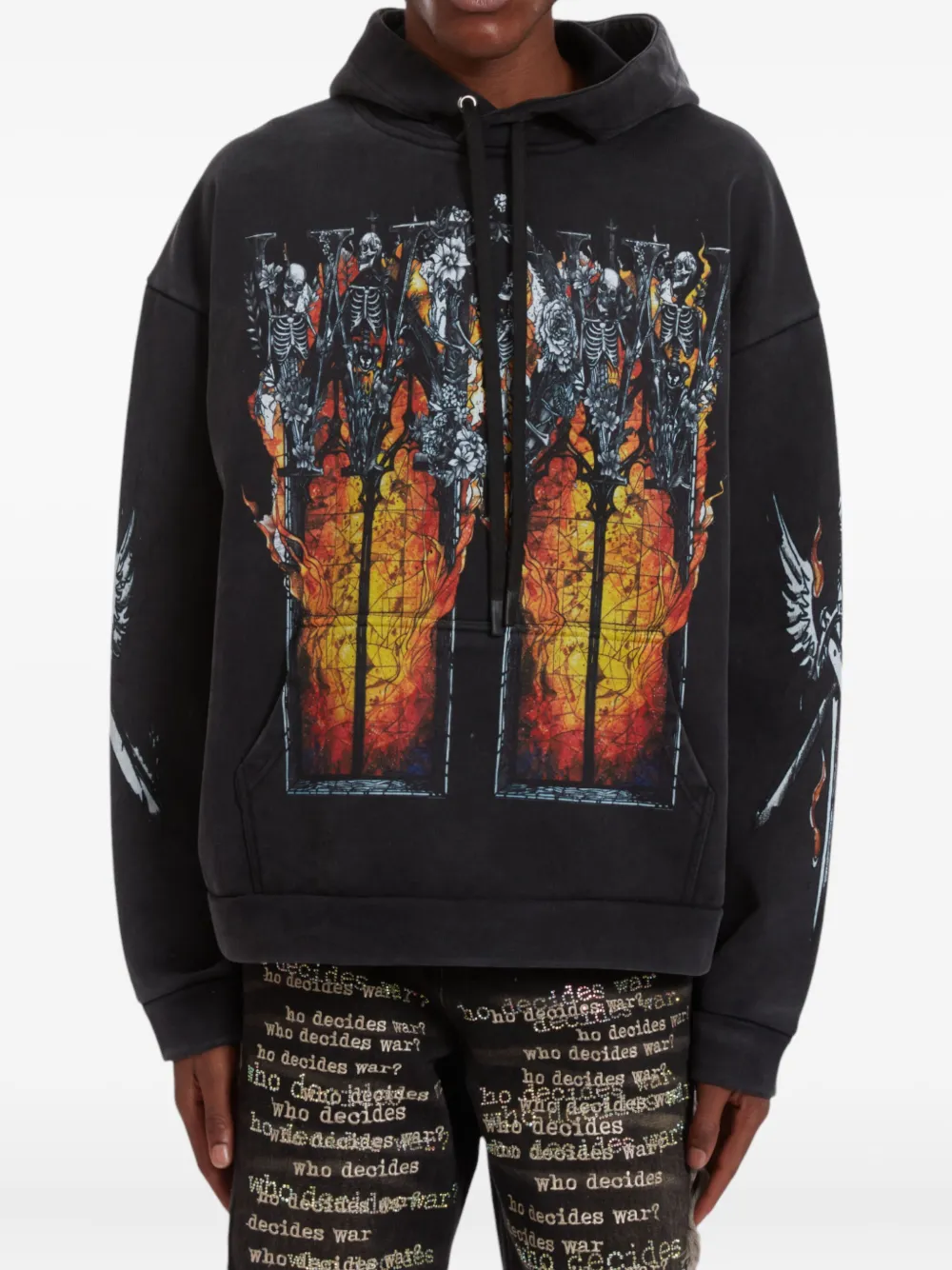 Who Decides War Hoodie met grafische print Zwart