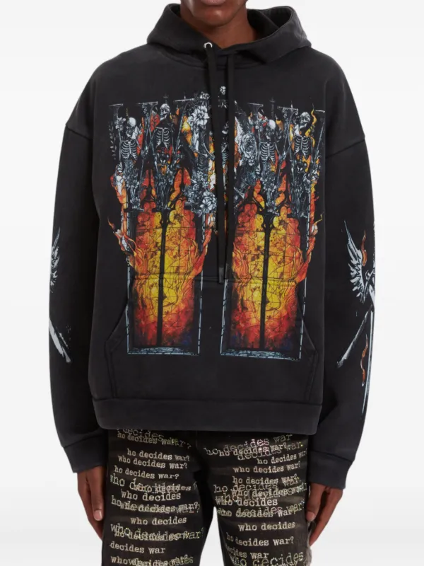 Who Decides War Sudadera Con Capucha y Motivo Gráfico Negro