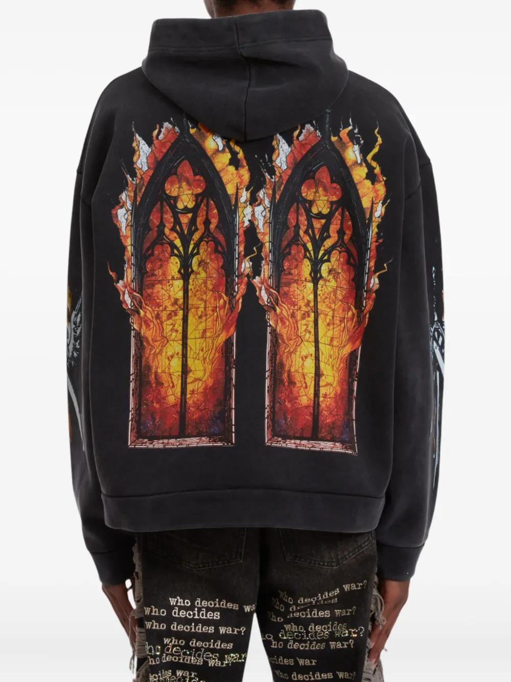 Who Decides War Hoodie met grafische print Zwart