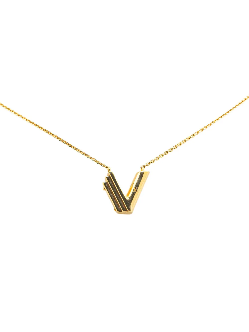 Louis Vuitton Pre-Owned 2018 ゴールドプレーテッド LV and Me Letter V ペンダント Louis Vuitton Pre-Owned 2018 ゴールドプレーテッド LV and Me Letter V ペンダント