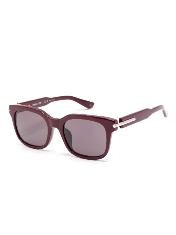 【Alexander McQueen】ブラウンレンズ スクエア型サングラス Alexander McQueen Eyewear スクエアフレーム サングラス | レッド