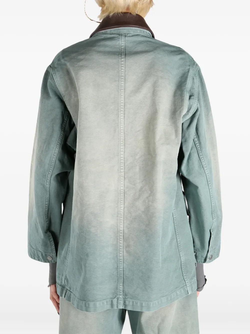Auralee contrasting-collar jacket Groen