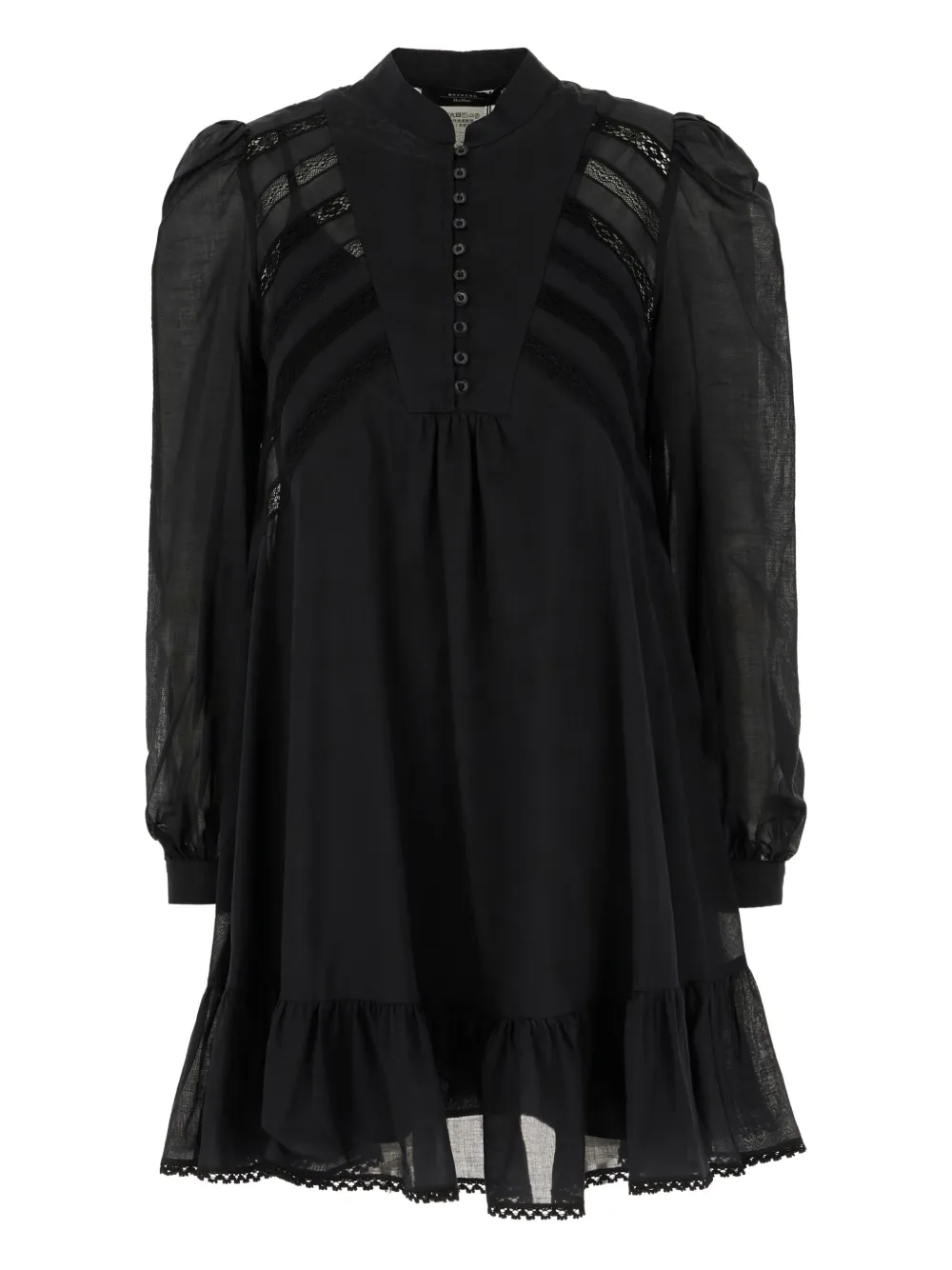 lace-insert ruffled mini dress