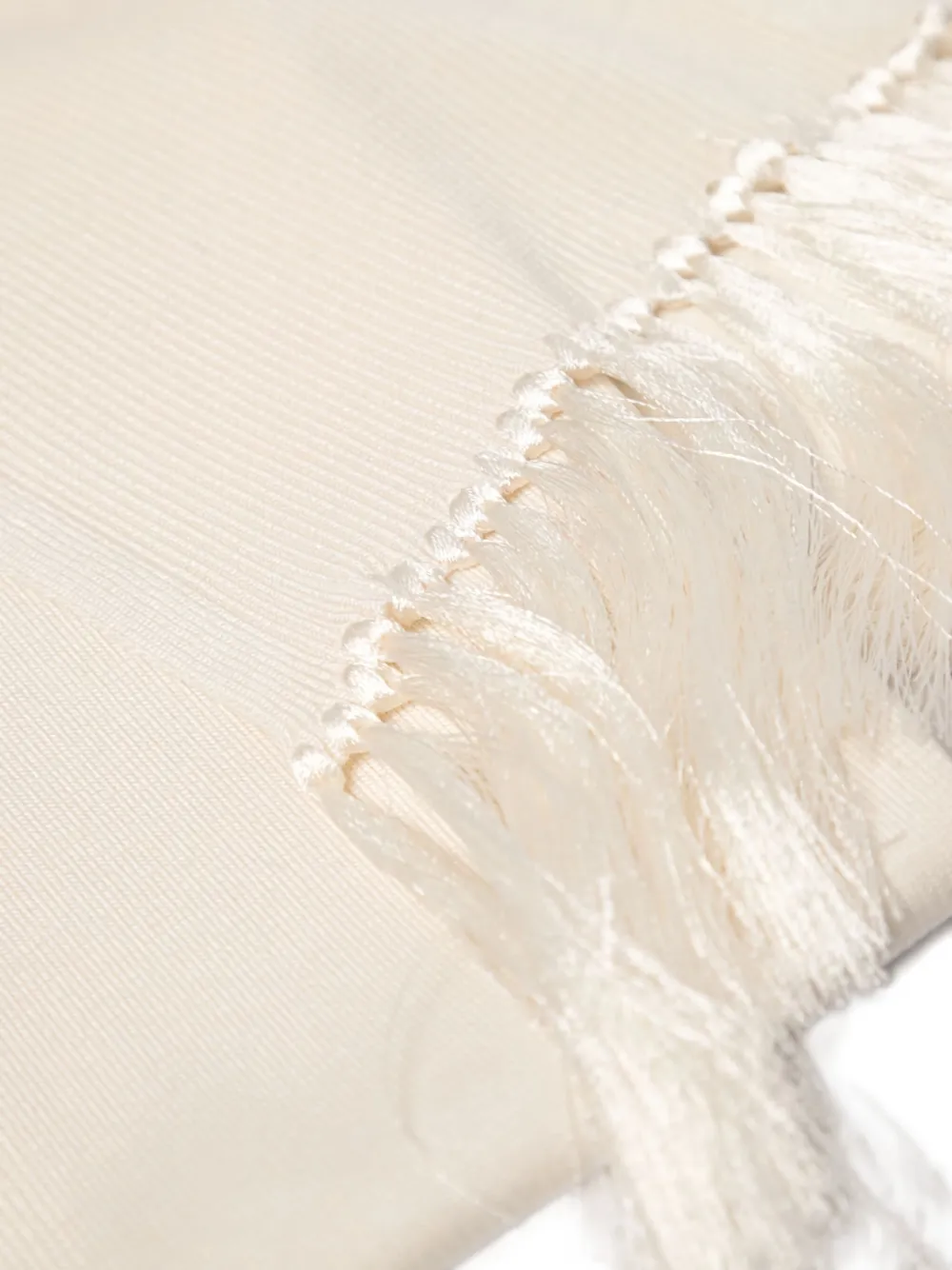 Tom Ford Ribbed Fringe Scarf In White
