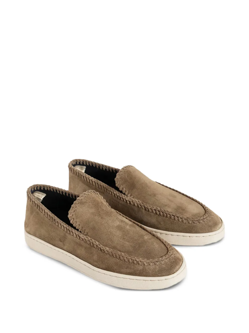 Officine Creative Suède loafers met stiksels Bruin