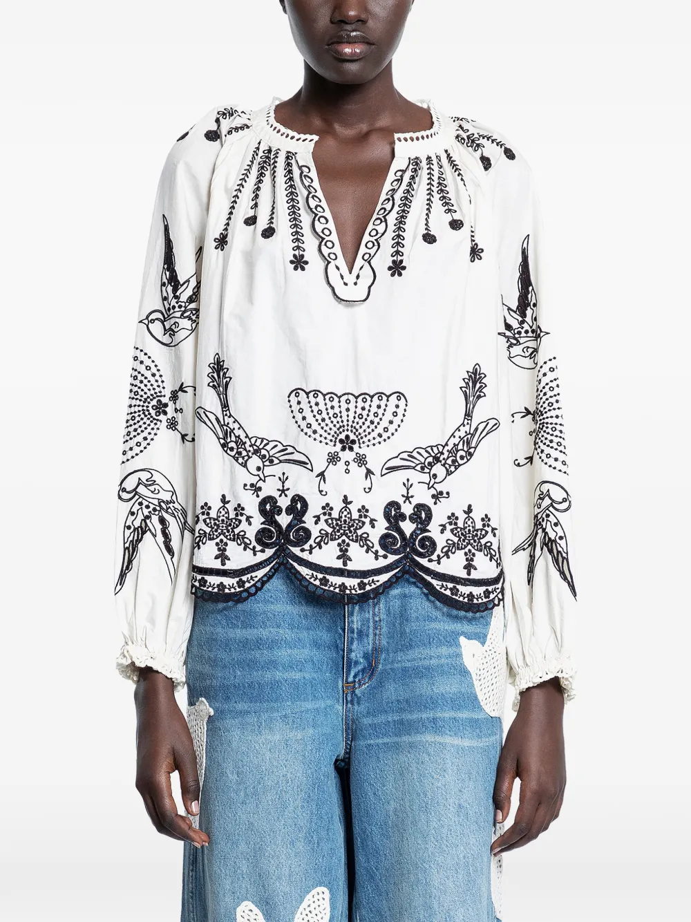 Sea V-neck blouse - Bianco