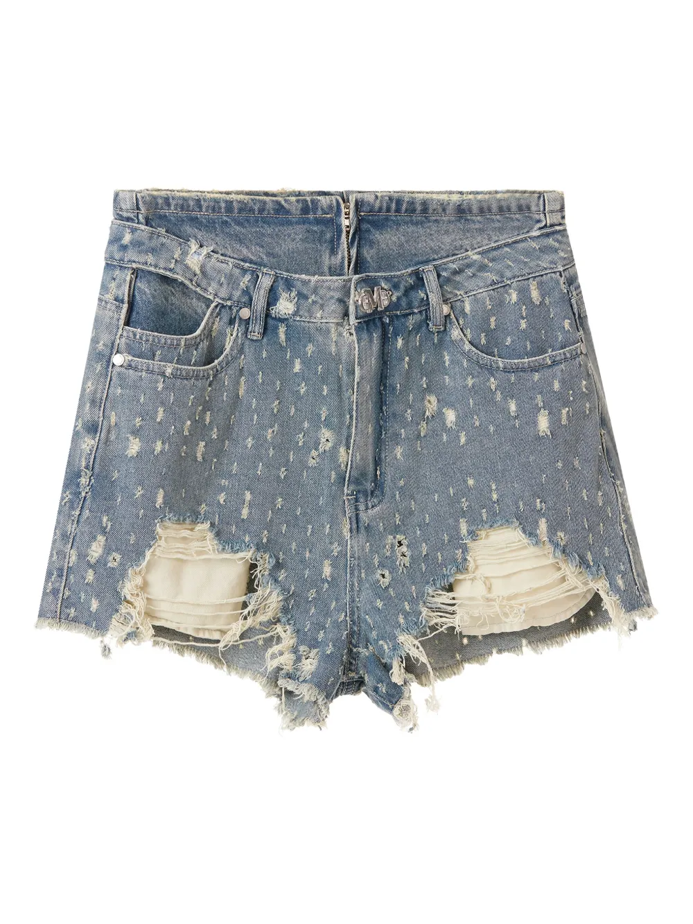 Musium Div. Gerafelde denim shorts Blauw