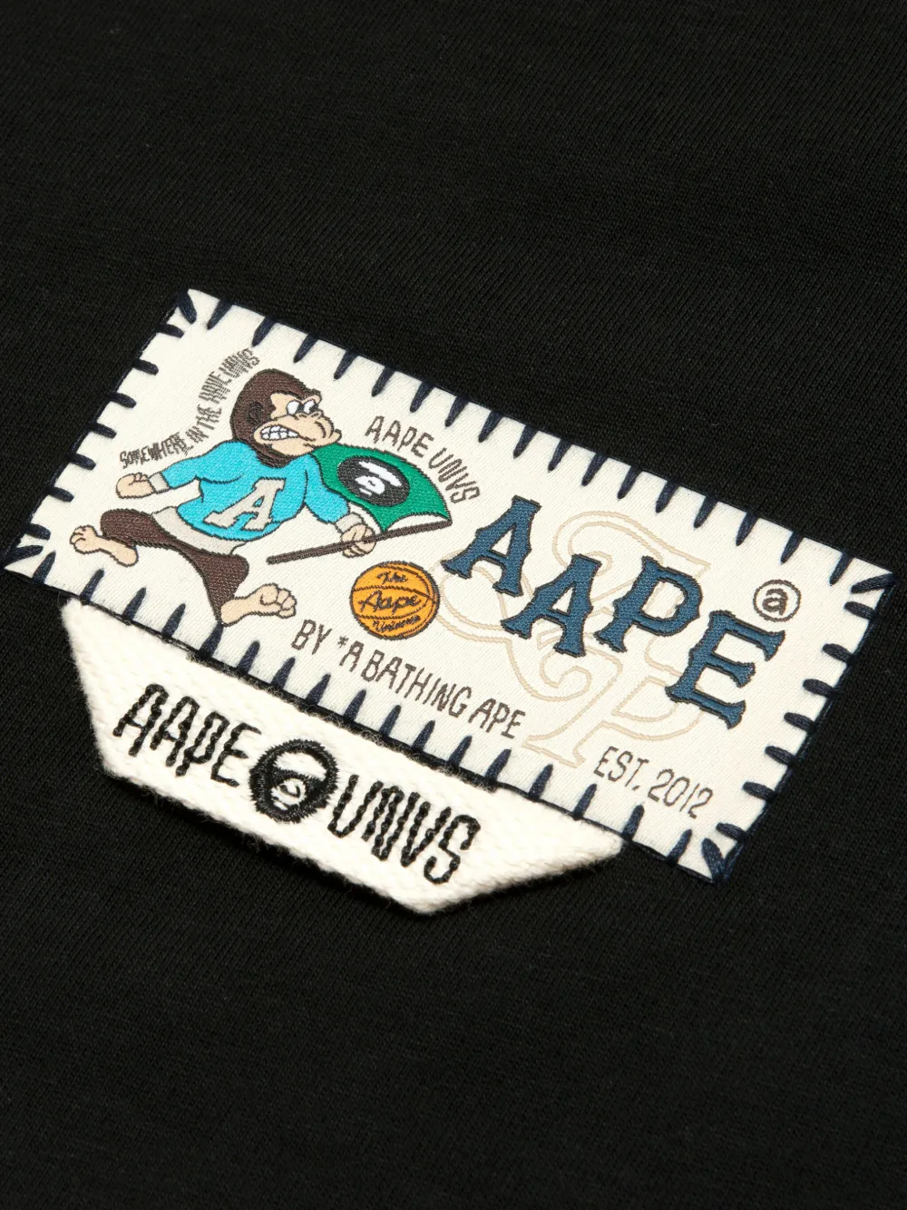 AAPE BY *A BATHING APE T-shirt met geborduurd logo Zwart