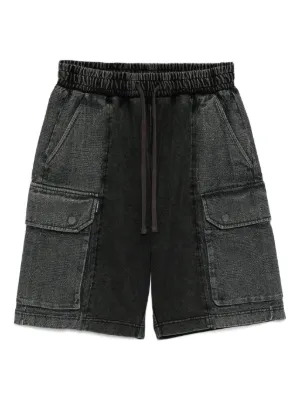 juun.j デニムカーゴパンツ　ショートパンツ Juun.J アシッドウォッシュ デニムショーツ | ブラック | FARFETCH JP