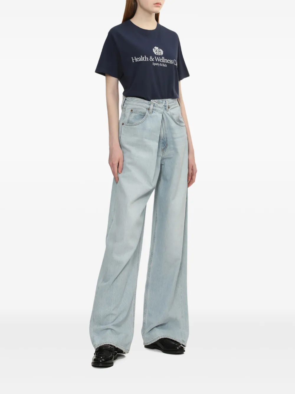 Sporty & Rich logo-print T-shirt Blauw
