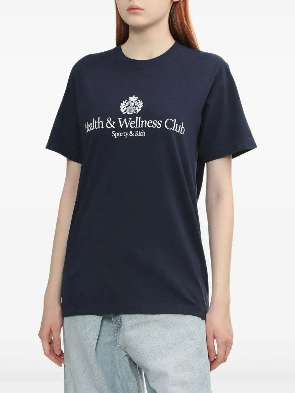 Sporty & Rich logo-print T-shirt Blauw