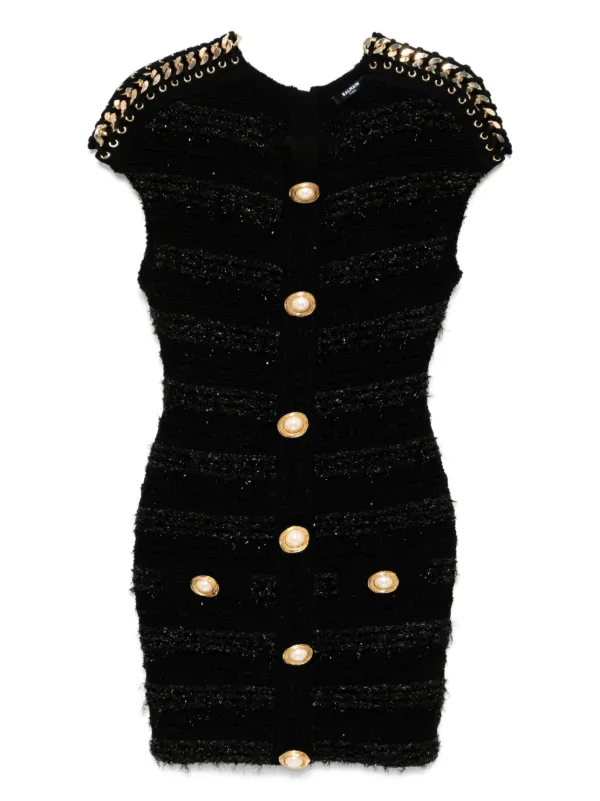 balmain black tweed dress Balmain Tweed Mini Dress