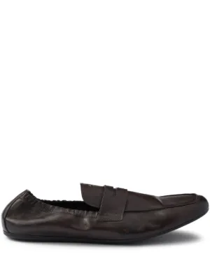 Prada Shuffle antiqued-leather Loafers | Black | FARFETCH