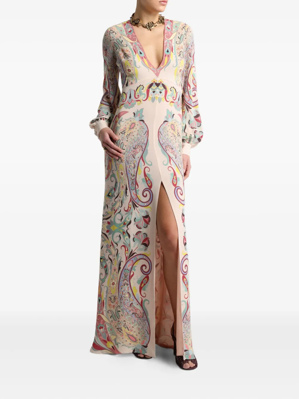 ETRO Jurk met print Beige
