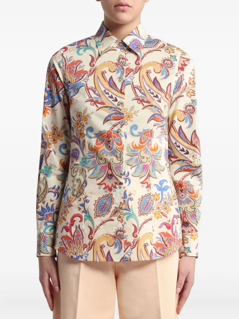 ETRO Popeline blouse met bloemenprint - Beige