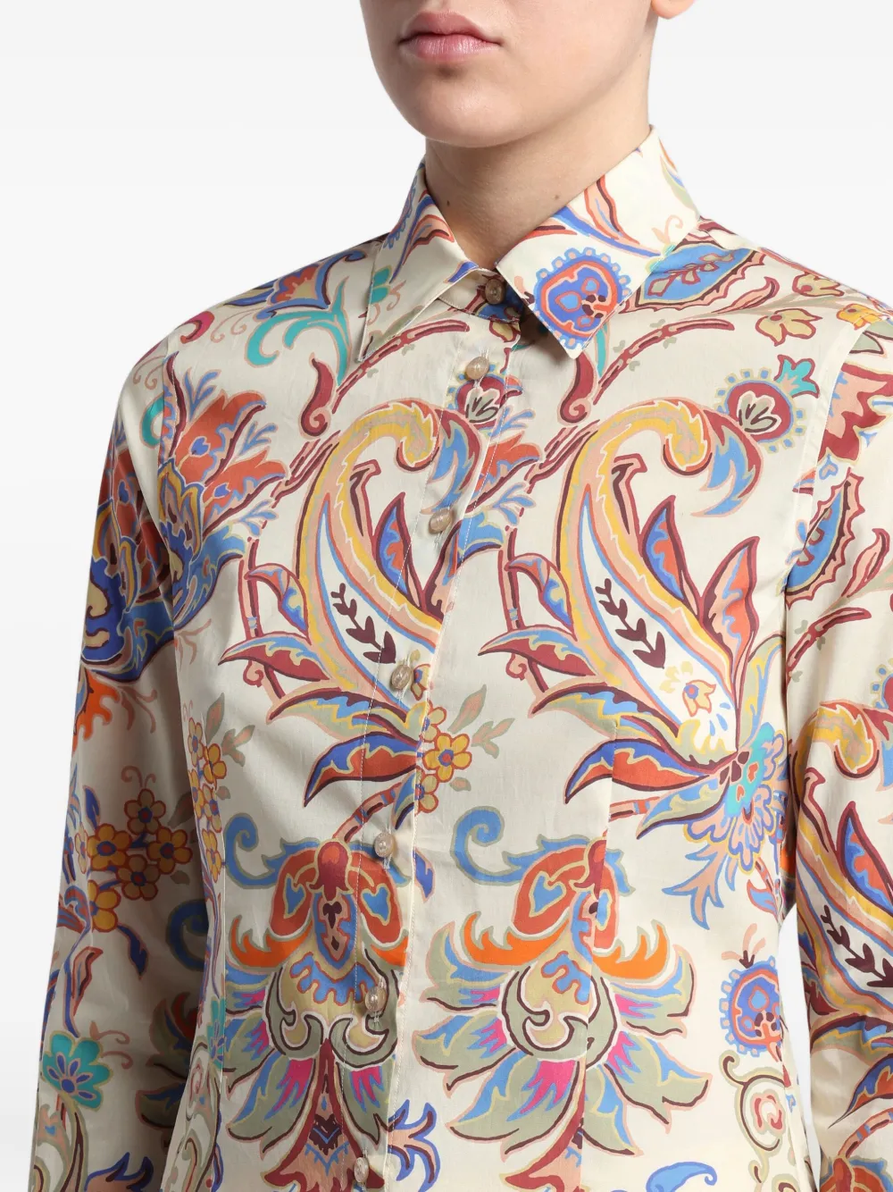 ETRO Popeline blouse met bloemenprint Beige