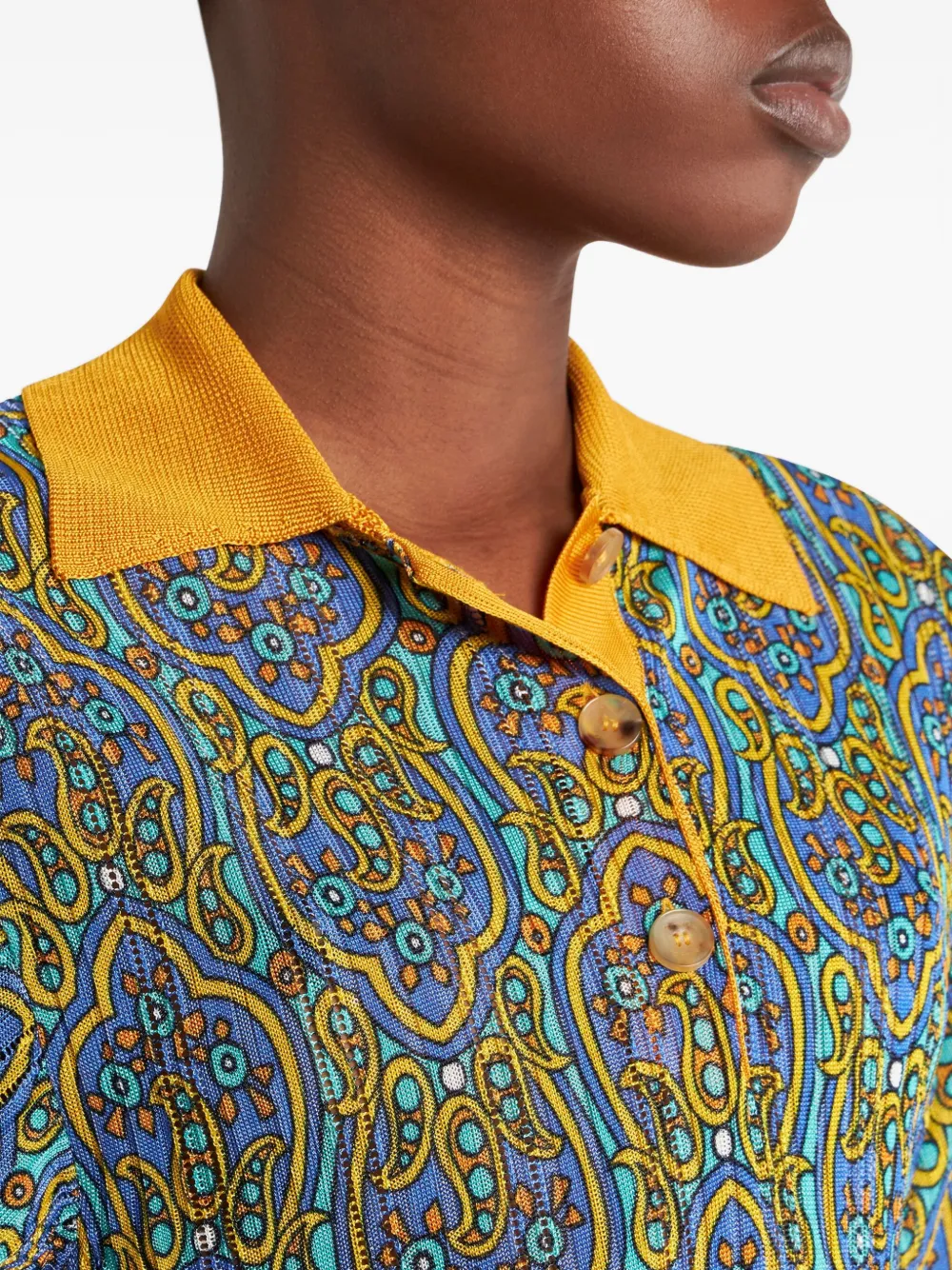 Etro Printed Knitted Polo Shirt