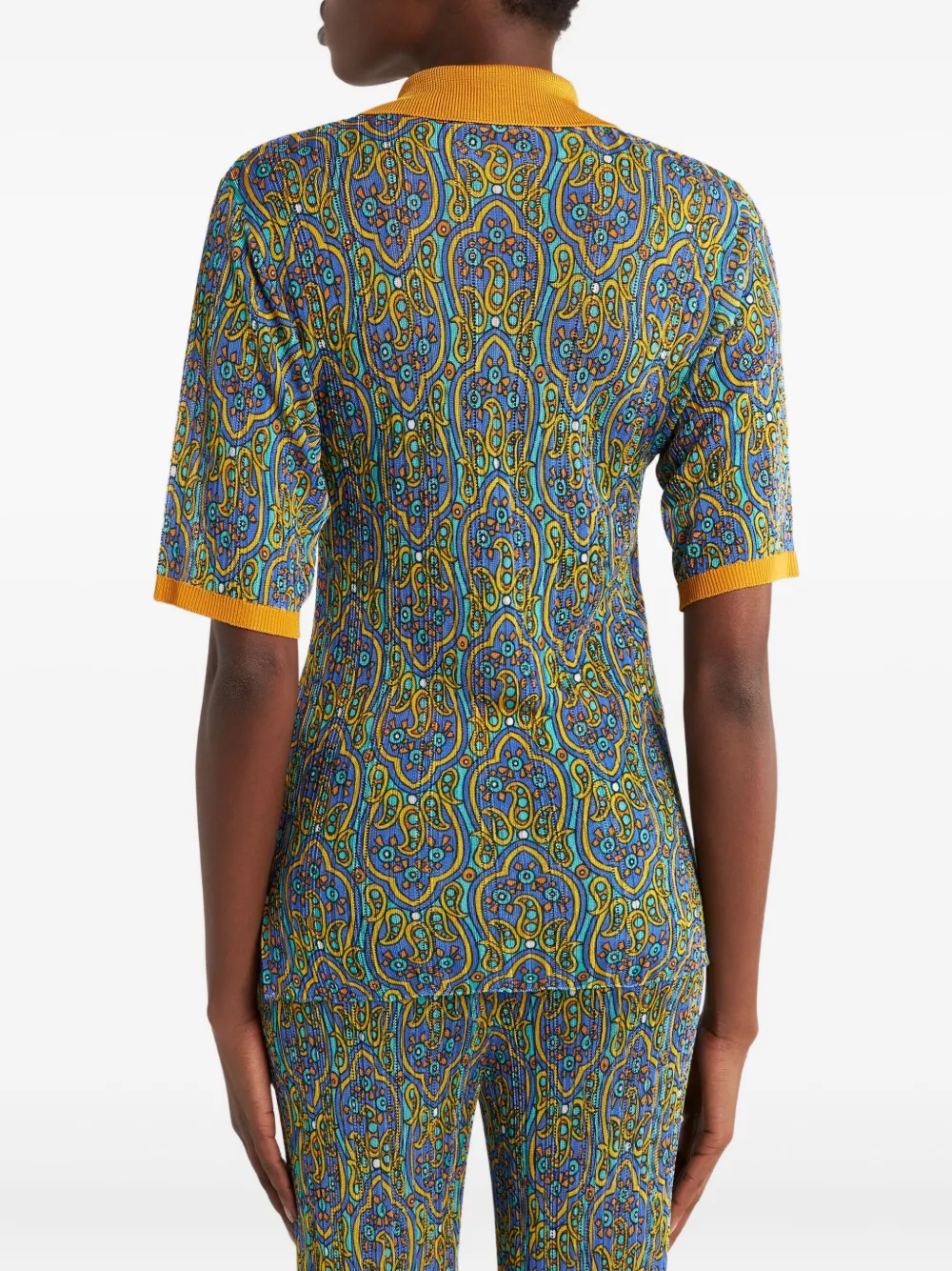Etro Printed Knitted Polo Shirt