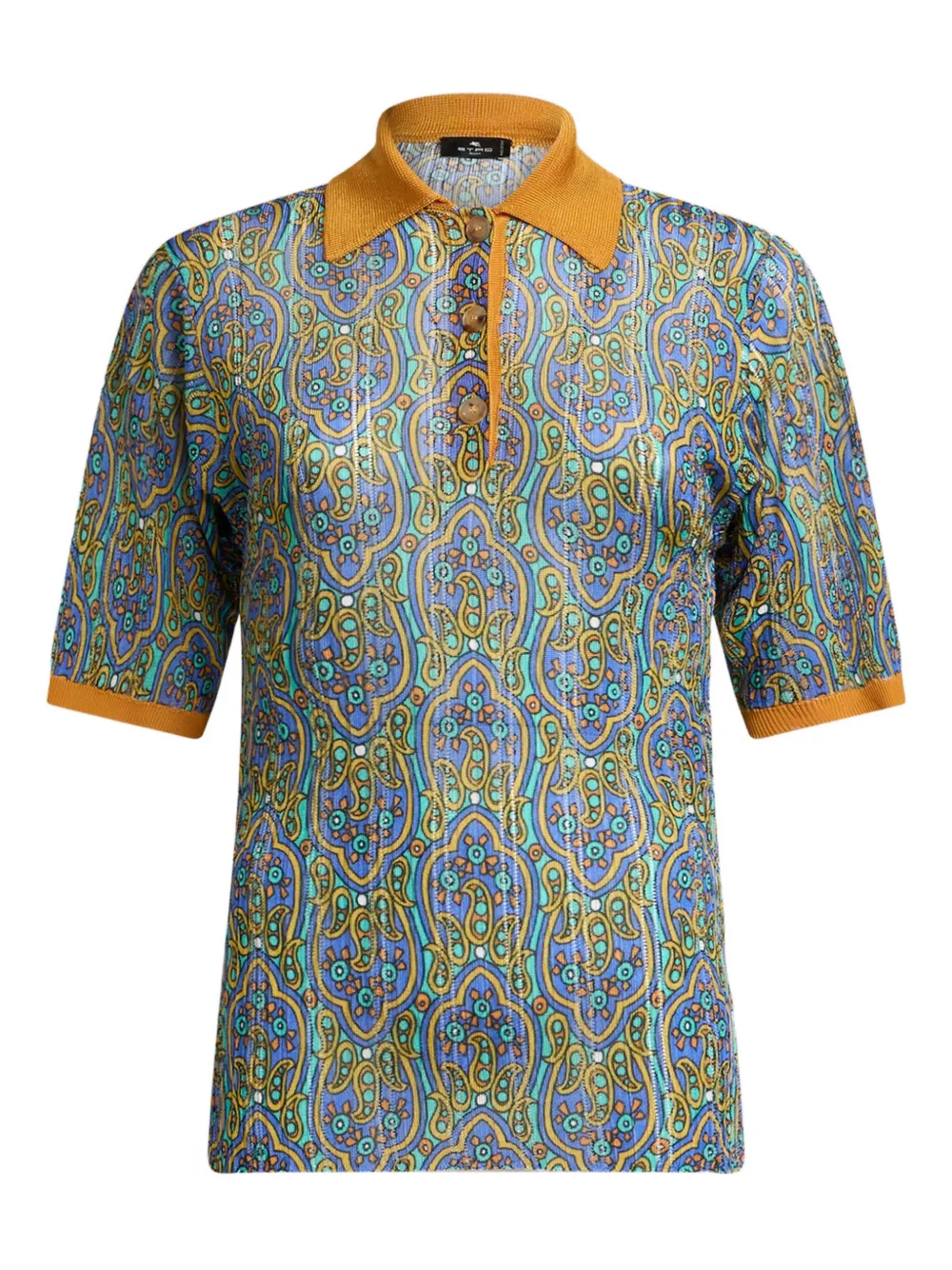 Etro Printed Knitted Polo Shirt