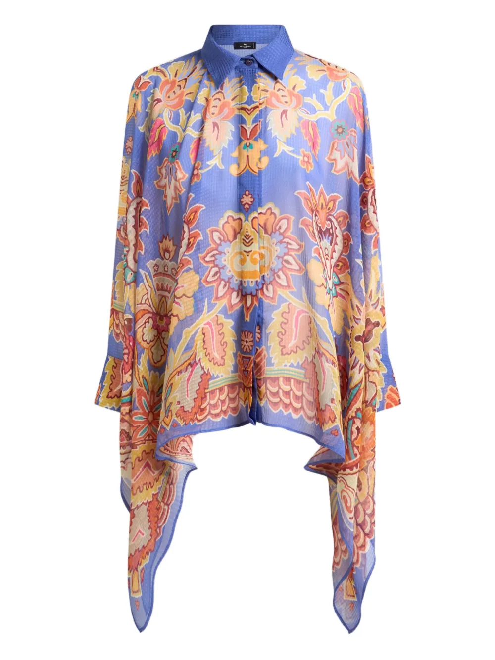 ETRO Poncho met bloemenprint Blauw
